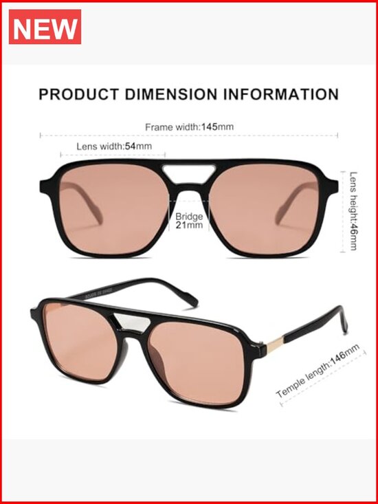 Retro Aviator Sunglasses, UV400 Protection, Rectangle Unisex Shades main image 6